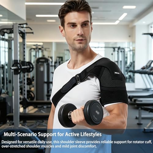 Shoulder Brace for Torn Rotator Cuff, Shoulder Support Immobilizer for Men and Women, Adjustable Compression Sleeve for Pain Relief, Dislocated AC Joint, Injury Recovery, Left or Right (Blue S-M)