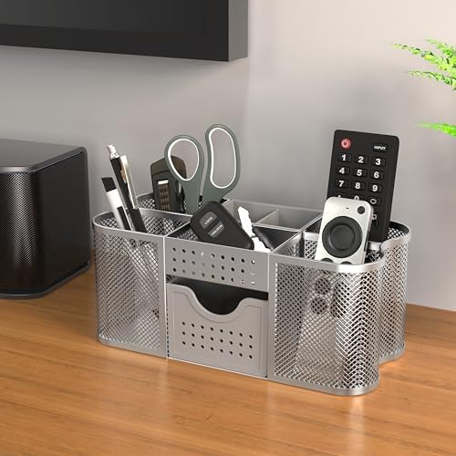 Deco Brothers Desk Organizers Pen Holder Office Caddy Storage, Silver