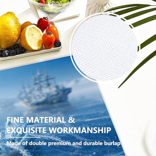 Frost Blue Spider Linen Placemats, On Cold Lake Table Mats for Table Washable Heat Insulation Thick Dining Mat, Indoor/Outdoor 12X18 in 4 Pcs
