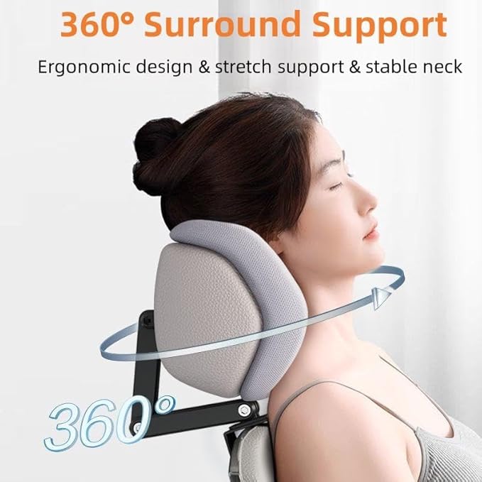 Memory Foam Headrest Attachment for Office Chair, Attachable Chair Head Rest, Desk Chair Neck Support, Elastic Sponge Head Pillow Adjustable Height and Angle (Upgraded Version(Black))