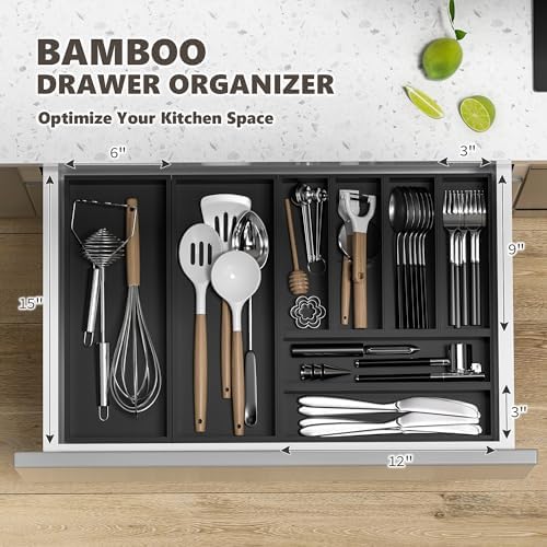 Bamboo Toilet Tank Tray, 15" x 6" x 2.5", Black