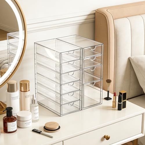 Prsildan Hair Accessories Organizer Acrylic Drawer with 10 Drawers