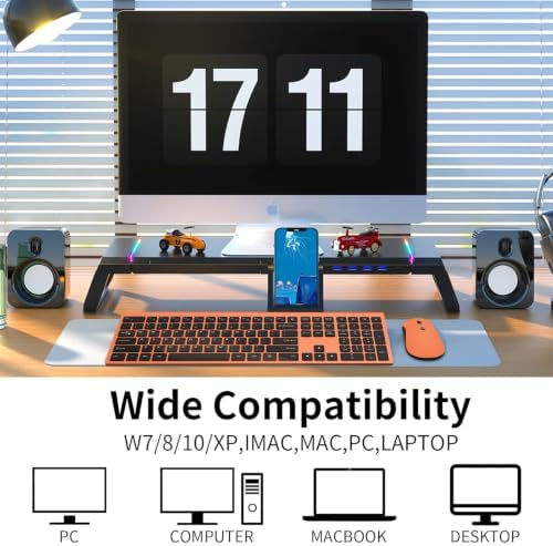 Slim Silent Full Size Wireless Keyboard Mouse Combo Orange