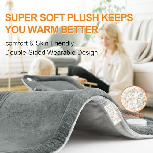 Heating Pad for Neck and Shoulders and Back, Mothers Day Gifts for Mom Wife Grandma, Birthday Gifts for Women, Weighted Neck Heating Pads, Large Heat Pad, 6 Heat Settings 4 Auto-Off, 17"x23" Steely