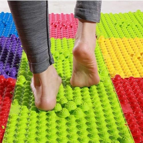 Foot Massage Mat Acupressure Mat Reflexology Walking Toe Plate Massage Pad Bathroom Yoga Anti-Slip Outdoor Game 4PCS (Green)
