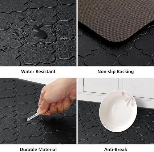 WISELIFE Kitchen Mat Cushioned Anti Fatigue Floor Mat,17.3"x28", Thick Non Slip Waterproof Kitchen Rugs and Mats,Heavy Duty Foam Standing Mat for Kitchen,Floor,Home,Desk,Sink,Laundry (Black,17.3"x28")