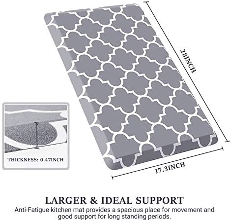 WISELIFE Kitchen Mats and Rugs Cushioned Anti-Fatigue, 17.3"x 28", Grey
