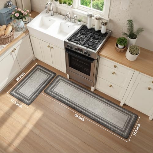 KIMODE Anti Fatigue Kitchen Mats,Non Slip Farmhouse Kitchen Rugs Sets of 2