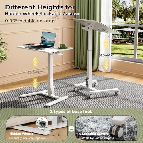 Gibbon Mounts 90° Foldable Mobile Standing Desk Height Adjustable on Wheels