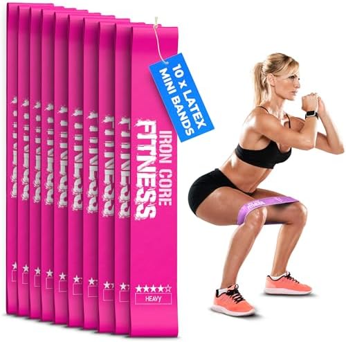 Latex Mini Resistance Bands Sets for Trainers, Bootcamp, Gym for Men and Women in Fun Colors - Ebook, Videos and Workout Chart Included by Iron Core Fitness