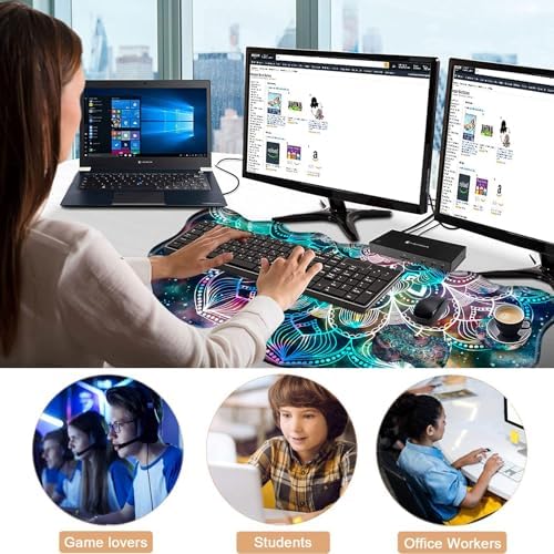 Mouse Pad with Wrist Support + Desk Mat + Coaster 3 in 1 Set, XL Large Gaming Mousepad Ergonomic Mouse Pads for Desk Computer Laptop Office,Mandala in Galaxy