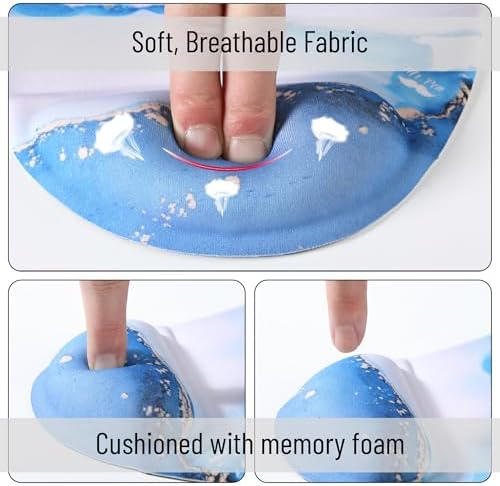Mr. Pen- Ergonomic Mouse Pad with Wrist Rest, Glacial Blue Marble Design