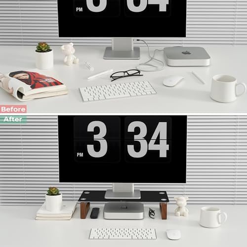 YEOUX Multi-Purpose Desktop Stand - 17.0" x 9.0" x 3.5" (Black & Walnut)