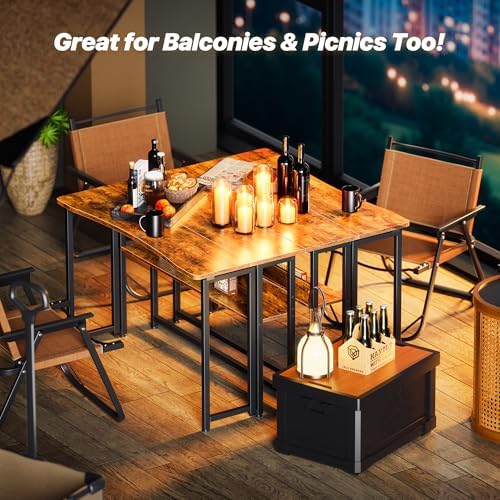 Huuger Folding Desk with Storage Shelf, 39.3 Inch Foldable Computer Table
