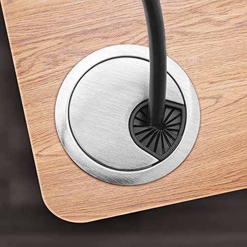 Desk Grommet, 2 Inch Metal Desk Cable Grommet, Brushed Silver, 4 Pack