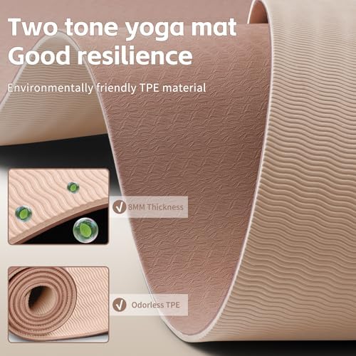 PAIDU Yoga Mat 8mm TPE Non‑Slip Fitness Mat with Strap for Home Workouts