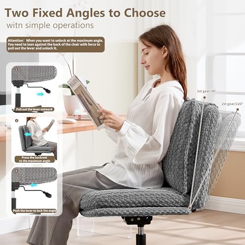 Fizzin Cross Cross Chair Memory Foam Armless with Wheels Home Office Grey