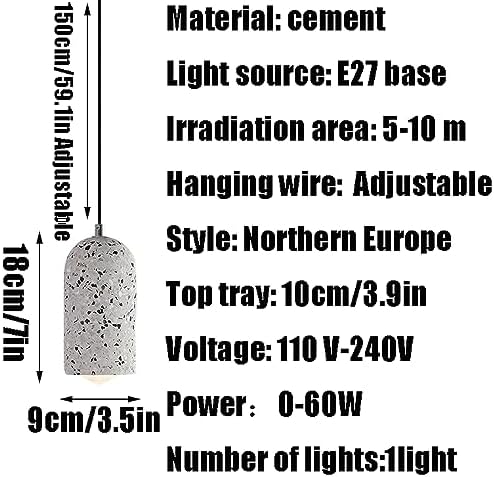 Concrete Industrial Style Light,E27 Base Single-Head Chandelier,Creative Colored Cement Little Hanging Lamp,Front Desk Ckitchen Island Decorative Lighting Fixtures/White