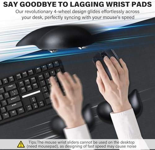 JIKIOU Ergonomic Gliding Palm Rests, Gel Mouse Wrist with Leather Surface