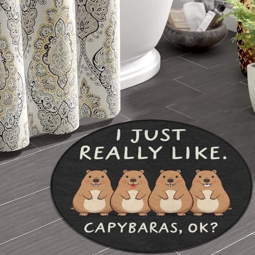 Fashion Round Area Rug Large Non Slip Carpet Unisex Home Decor Mat Capybara