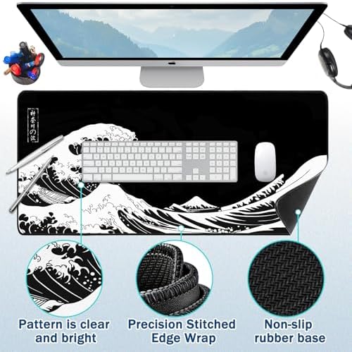Mouse Pad Gaming - Desk Mat for Keyboard and Mouse - Large Mouse Pad for Desk, Mousepad (35.4" X 15.7") with Non-Slip Base, Desks Pad Mat Office and Home