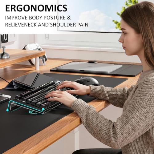 Egchi Computer Keyboard Stand PC Keyboard Stand, Acrylic Tilted Keyboard Stand for Ergonomic Typing Clear Keyboard Tray for Easy Typing and Working, Keyboard Holder with Silicone Non-Slip Case
