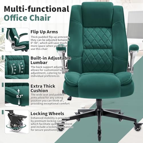 Fabric High Back Office Chair, Thick Padded Ergonomic Computer Desk Chair