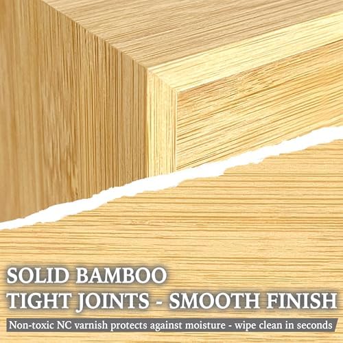 Bamboo Desk Organizer with 3 Drawers, Wood Storage Box for Office Supplies