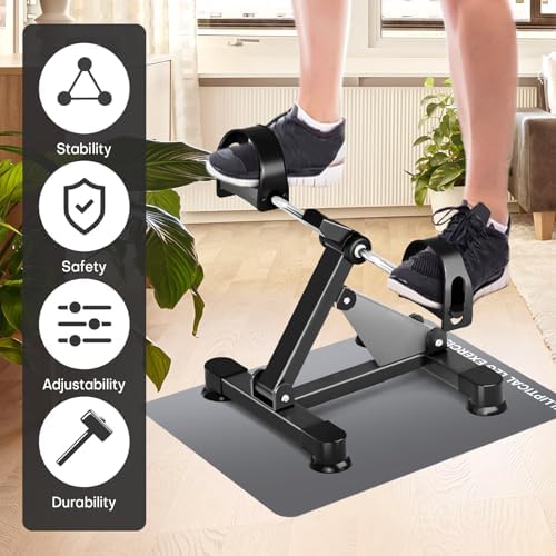 Under Desk Elliptical Mat - Non-Slip Exercise Equipment for Peloton Bike, Small Exercise Mat for Desk Workout Equipment