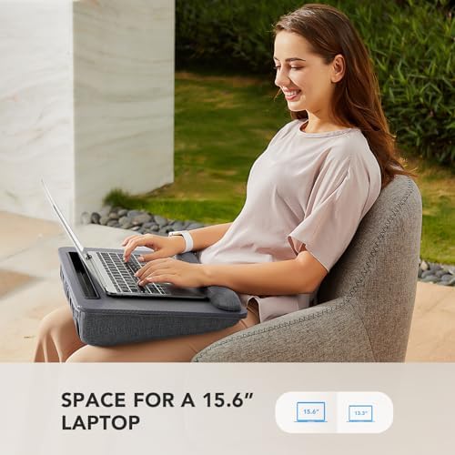 HUANUO Laptop Lap Desk with Cushion, Fit up to 15.6" Laptop, Gray