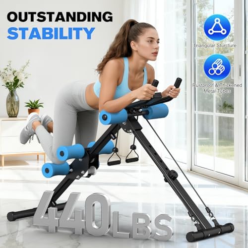 DERACY Ab Workout Machine Adjustable Ab Trainer Abdominal Trainer for Home Gym Foldable Ab Crunch Machine for Core 440 LBS