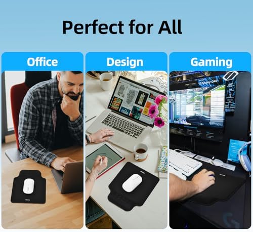 TIDALSOIL Ergonomic Mouse Pad with Memory Foam Wrist Support, Non-Slip Base