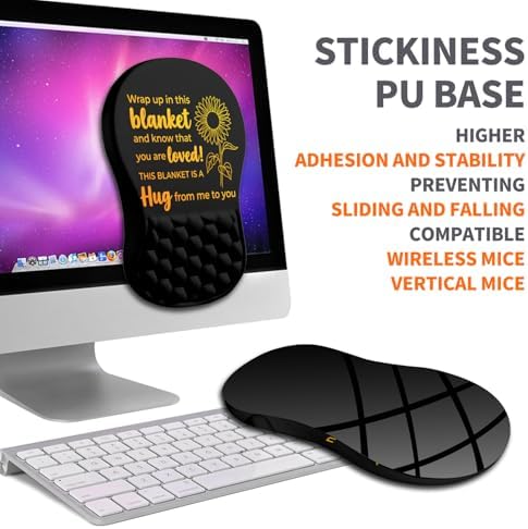 Ergonomic Joint Wrist Support Mouse Pad with Memory Foam Cushion Massage Bump, Carpal Tunnel Pain Relief Mousepad Slope Design for Wrist Rest, 11.8x7.9 in, Hug You and Me