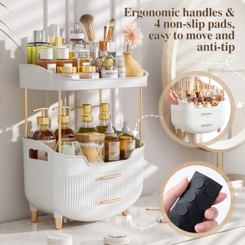 caktraie 4-Tier Makeup Organizer Bathroom Countertop Storage White