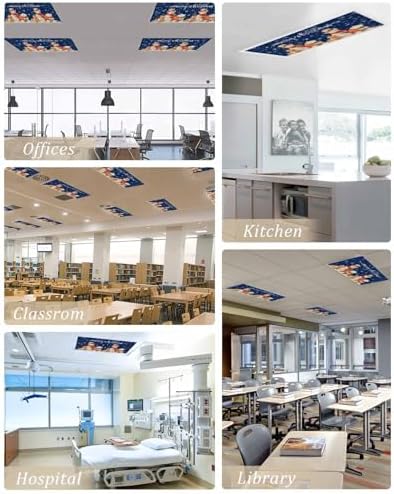 Christmas Magnetic Fluorescent Light Covers for Ceiling Lights 2 x 4 Feet,Retro Snowflakes Snowman Bear Farmhouse Blue Office Classroom Kitchen Drop Ceiling Light Covers Filters Shade Panel 3 Packs