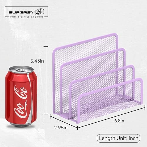 Mail Organizer Countertop for Desk, Mail File Holder with 3-Slot, Purple