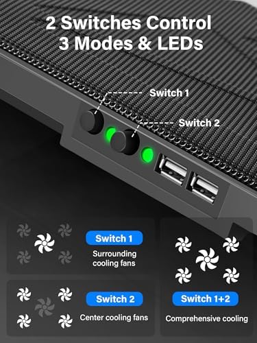Kootek Laptop Cooling Pad Cooler Stand with 5 Quiet Fans for 12"-17" Laptop