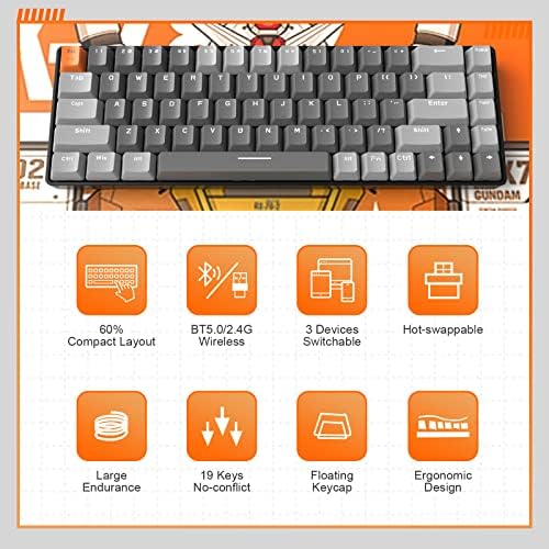 MAGIC-REFINER RK68 Compact 68 Keys Wireless Mechanical Gaming Keyboard