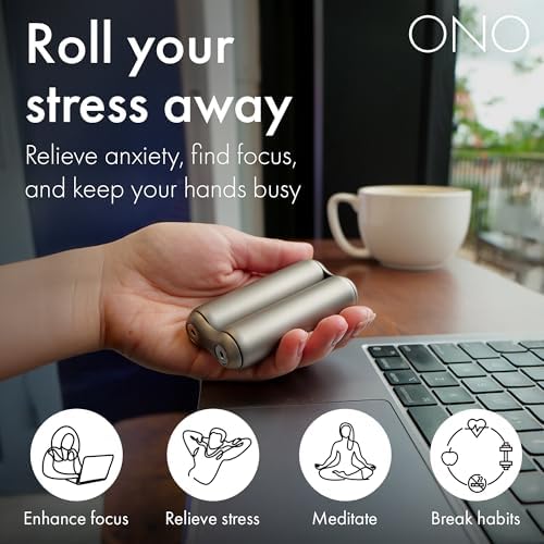 ONO Roller - Handheld Fidget Toy for Adults | Help Relieve Stress, Anxiety, Tension | Promotes Focus, Clarity | Compact, Portable Design (Titanium, Junior Size - Titanium)
