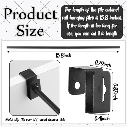4 Set 12 Pcs Metal Hanging File Bracket Clips, Black