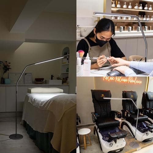daylight Slimline 4 LED Floor Lamp - 6,000K, 3,200 Lux, 4 Brightness Levels, USB-C Port for Fast Charging - Sleek Design, Anti-Glare Shade, Flexible Height Adjustment - Ice Grey