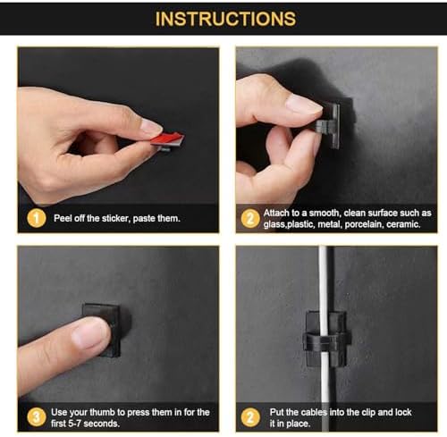 Cable Clips Self with 3M Adhesive Cord Organizer Hooks for Office Home Car