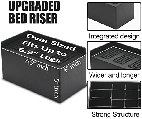 MYMULIKE Bed Risers 5 inch, Oversized Extra Wide Bed Frame Risers, 11000lbs Heavy Duty Couch Risers, L Shape Wide Opening Furniture Risers for Bed, Couch, Desk, Chair, Soft, Platform, Dorm