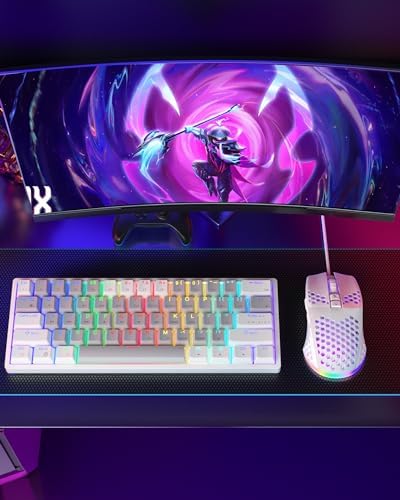 SOLAKAKA SM900 Gaming Mouse Wired with RGB,Adjustable 12800 DPI Wired Gaming Mouse with Side Buttons,Computer Mouse for Laptop/PC,White
