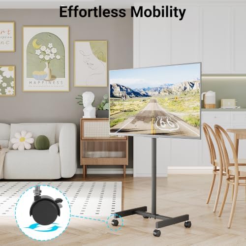 BONTEC Rolling TV Stand with Tilt,Mobile TV Stand Wheels for 13-49 Inch TVs