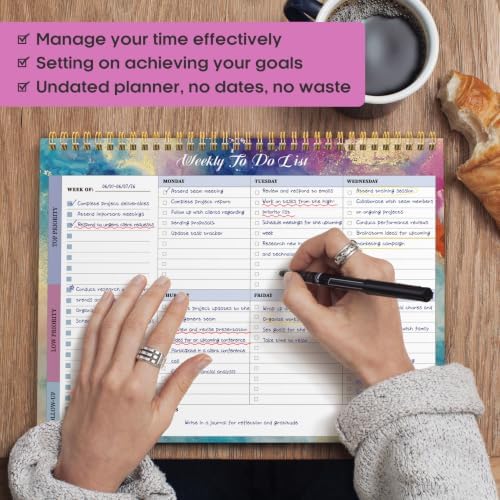 Taja Weekly To Do List Notepad, Undated Weekly Planner Pad, 8.5" x 11"