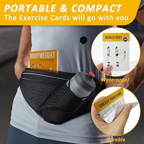 Bodyweight Exercises Cards, 62 Workout Cards Deck Large Size 5" x 3.5" Fitness Cards for Women & Men, Beginner Fitness Guide to Training Exercises at Home or Gym