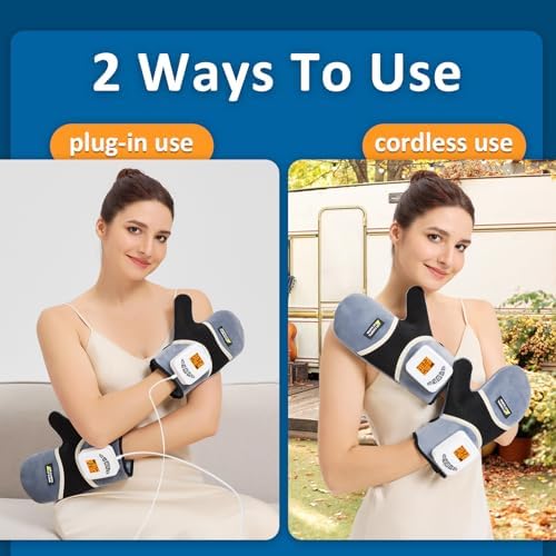 AOKESTE Cordless Hand Heating Pad,Massager Vibration Low Noise Heating Pad for Hands,Upgraded 5000mAh Rechargeable Battery Heated Gloves Hand Warmers,Auto Shut Off Hand Heating Pads for Arthritis