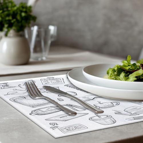 School Supplies Study Tools Linen Placemats, Educational Items Learning Materials Table Mats for Table Washable Heat Insulation Thick Dining Mat, Indoor/Outdoor 12X18 in 6 Pcs
