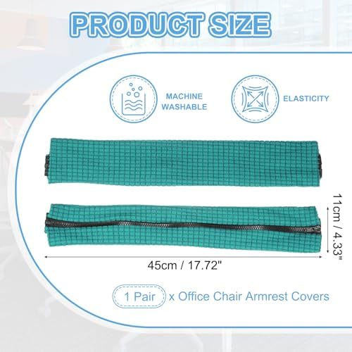 PATIKIL 18x4.3 in Office Chair Armrest Covers, 1 Pair Office Chair Arm Covers Long Computer Chairs Arm Rest Cover with Zipper Removable Rest Slipcover Hand Rest Protector, Forest Green